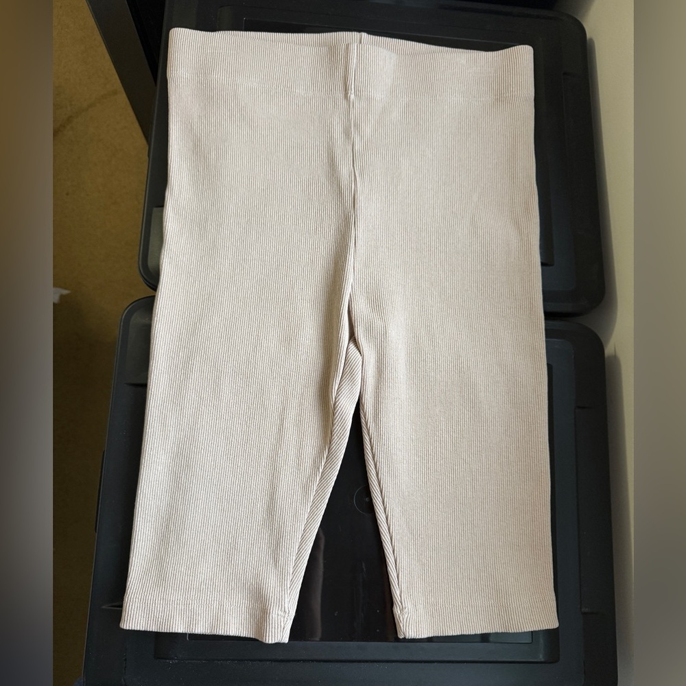TKEES Bike 4 unisex Cycling Shorts Taupe Ribbed Cotton Stretch Y2K - Picture 9 of 11